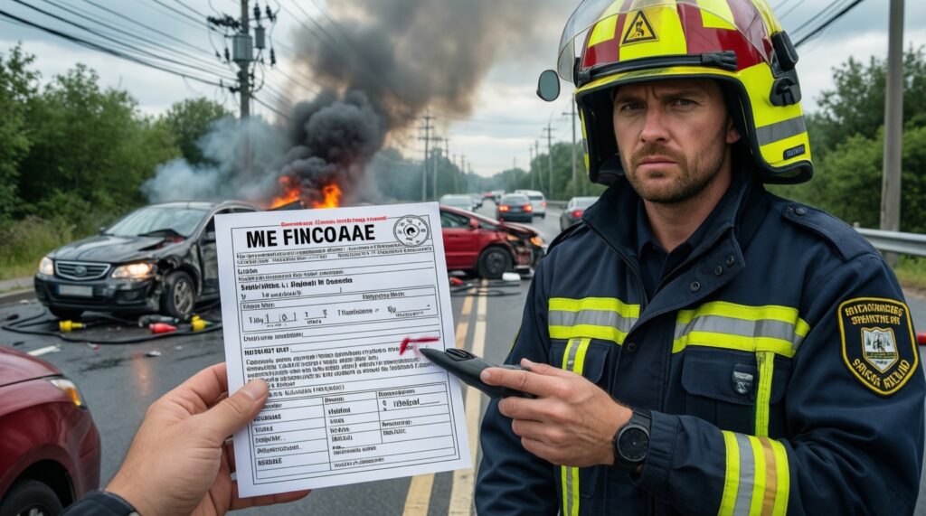 Безопасность и происшествия: ДТП, пожары, спасательные операции, работа служб - иллюстрация